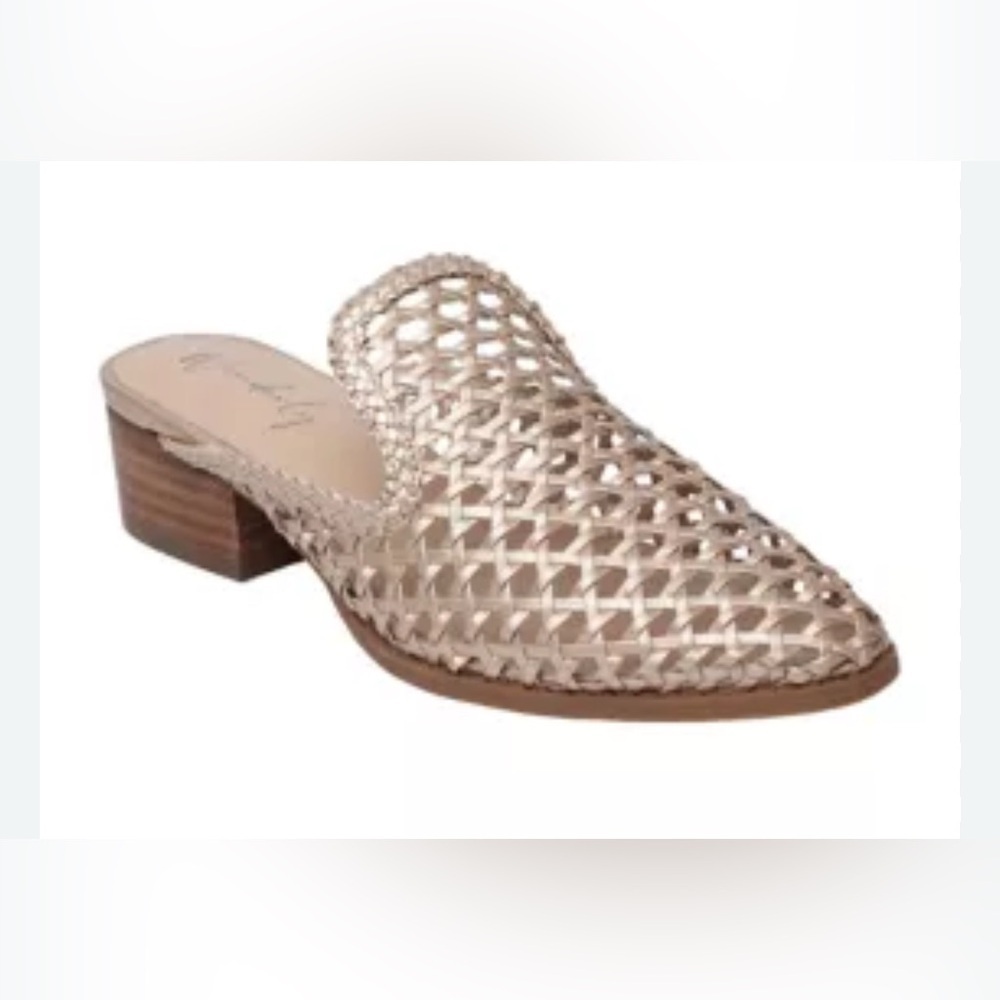 Wonderly Waker Slip On Mules Size 9 New Gold Mesh Tan Slides Heel Nwot
